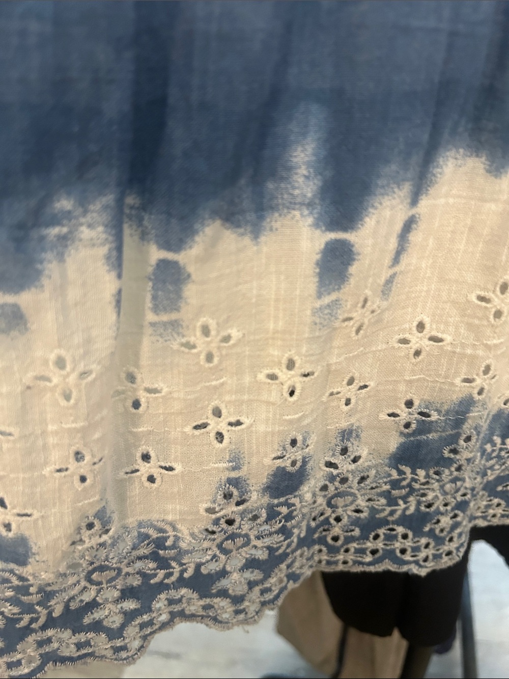 Style & Co. White and Navy Tie-Dye Sleeveless Henley Tank - Picture 2 of 5